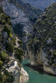 Var on the Left Bank and Alpes de Haute Provence on the Right Bank, Parc Naturel Regional du Verdon, the Verdon Gorge opening onto Lake St. Croix