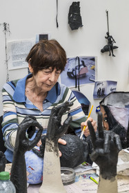 France, Hauts de Seine, Malakoff, the artist Annette Messager in her studio