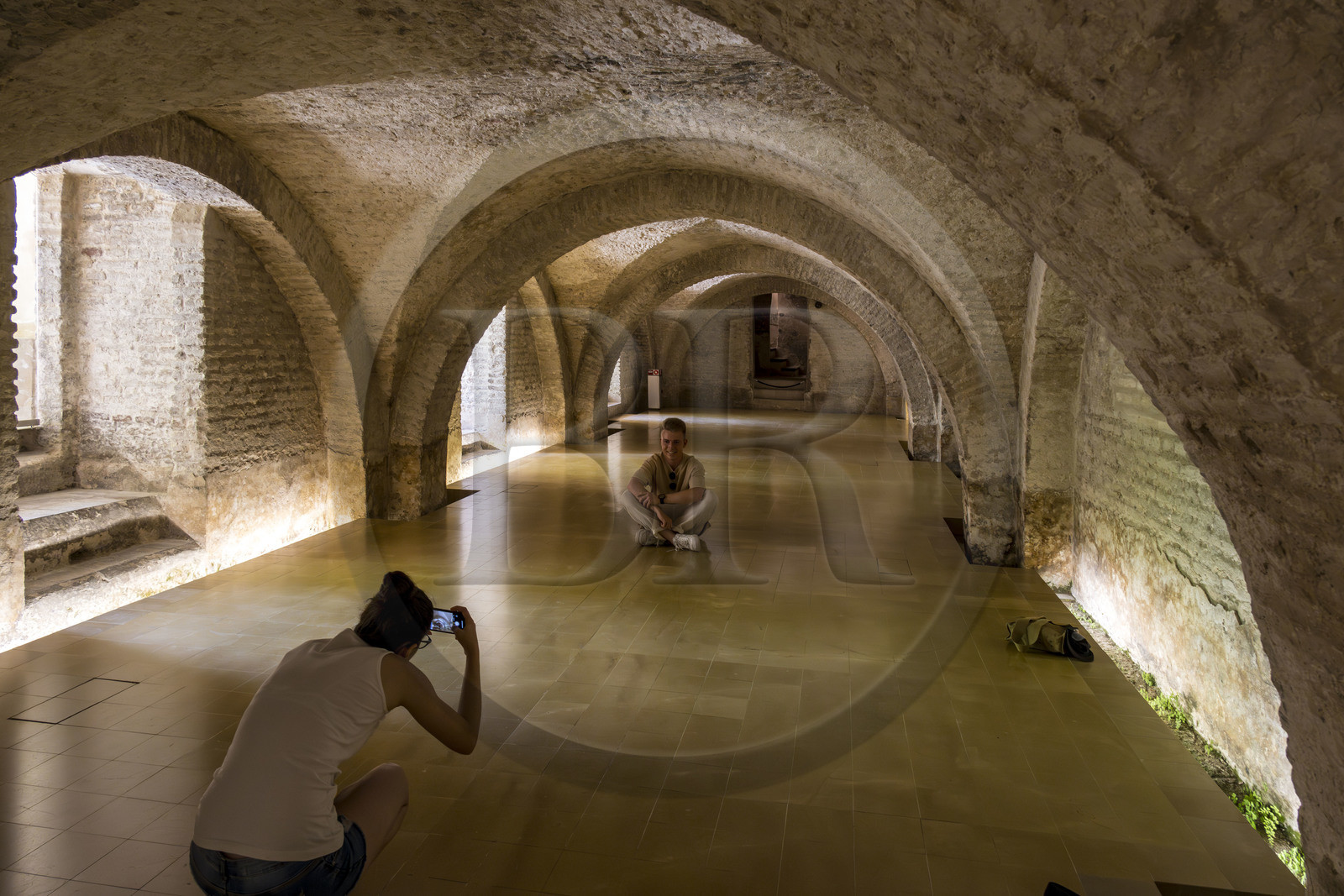 Espagne, Andalousie, Séville, Alcazar de Séville (Reales Alcazares de Sevilla), classé Patrimoine Mondial de l'UNESCO, caves voutées sous le Palais mudéjar ou de Pierre Ier