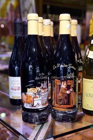France, Rhone, Lyon, cours Lafayette, les Halles Paul Bocuse (Paul Bocuse covered market), local wine