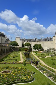 France, Morbihan, Gulf of Morbihan (Golfe du Morbihan), Vannes, castle of Hermine gardens and the Calmont Gate (Porte Calmont) in the background
