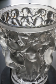 France, Bas-Rhin, Wingen-sur-Moder, Lalique museum, Bacchantes crystal vase, created in 1927
