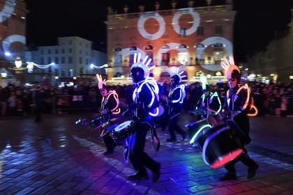 France, Meurthe-et-Moselle, Nancy, place Stanislas, the parade of Saint-Nicolas, Flash drum of the company La Timba del Mundo