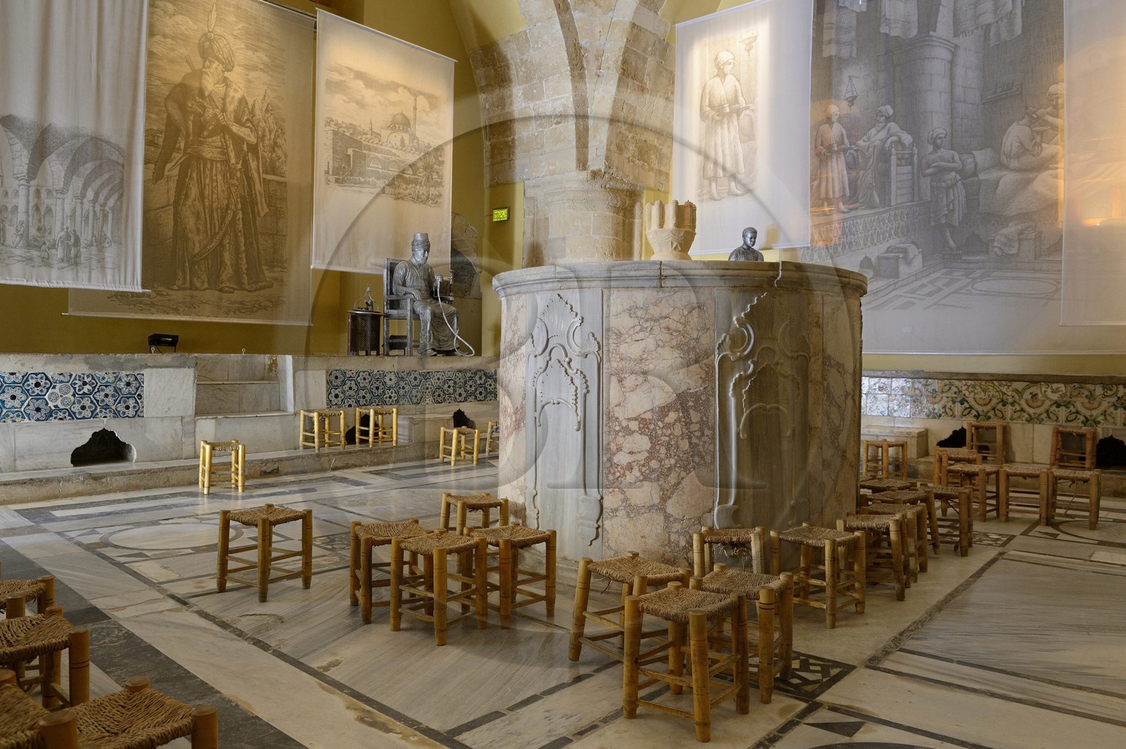 Israel, district Nord, Galilée, Acre (Akko), vieille ville, classée Patrimoine Mondial de l'UNESCO, le hammam turc Hammam Al-Pasha