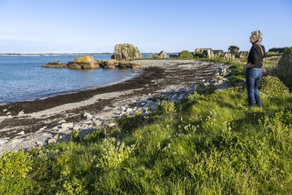 France, Cotes-d'Armor, Cote d'Ajoncs, Plougrescant, the beach of Porz Hir or Pors-hir