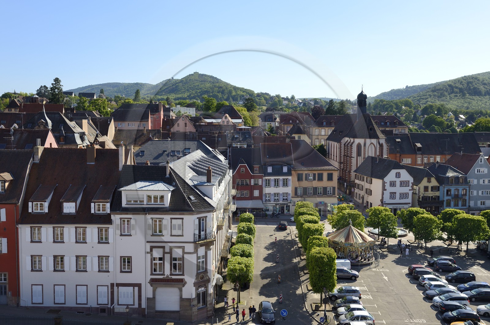 France, Bas-Rhin (67), Saverne, le centre ville et la place du Général de Gaulle