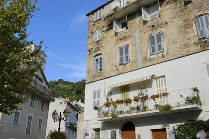 France, Haute Corse, Casinca region in Castagniccia, perched village of Vescovato, schist houses