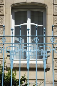 France, Meurthe-et-Moselle, Nancy, Art Nouveau wrought iron fence of a house Rue Felix Faure