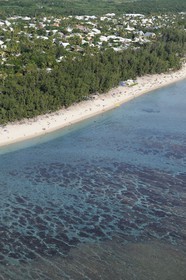 France, Reunion Island (French overseas department), Saint Gilles les Bains lagoon beach, l'Ermitage les Bains (aerial view)