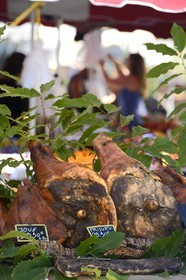 France, Corse du Sud, Ajaccio, corsican ham on the market place Foch