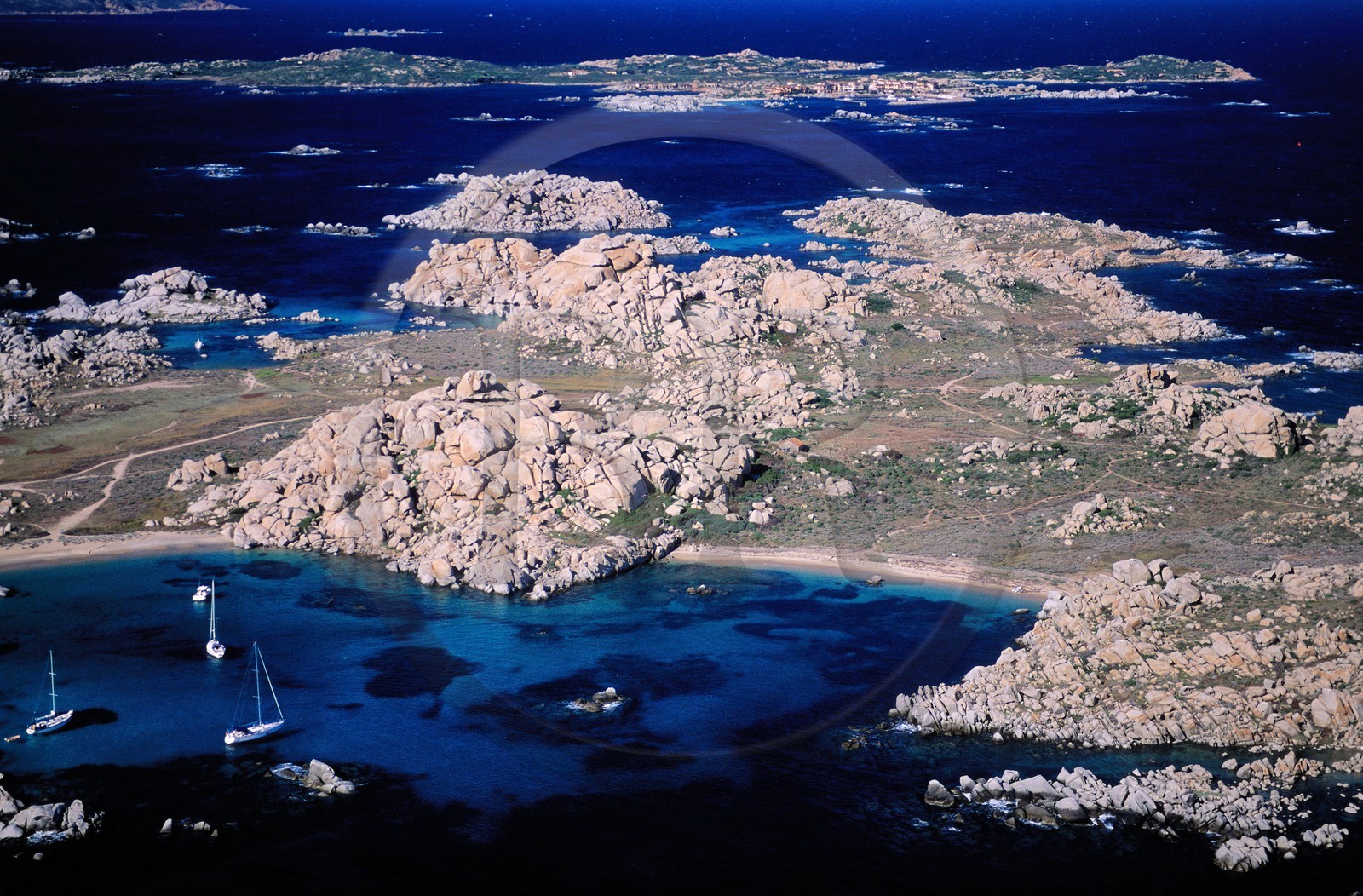 France, Corse du Sud, C2377 in Lavezzi islands archipelago (aerial view)