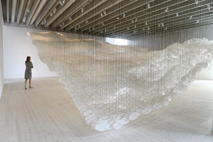 Suède, Comté de Vasterbotten, Umea, le Bildmuseet (Musée d'art contemporain et de la culture visuelle) à Umea Arts Campus, Super-Abundant Atmosphere de l'artiste Jacob Hashimoto