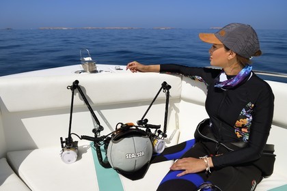Sultanate of Oman, Governorate of Muscat, Nature Reserve of the Daymaniyat Islands, the photographer-diver Maisa Al Hooti