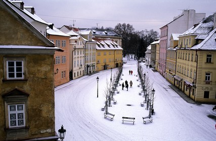 République Tchèque, Prague, la place Kampa sur l' île Kampa qui traverse le Pont Charles