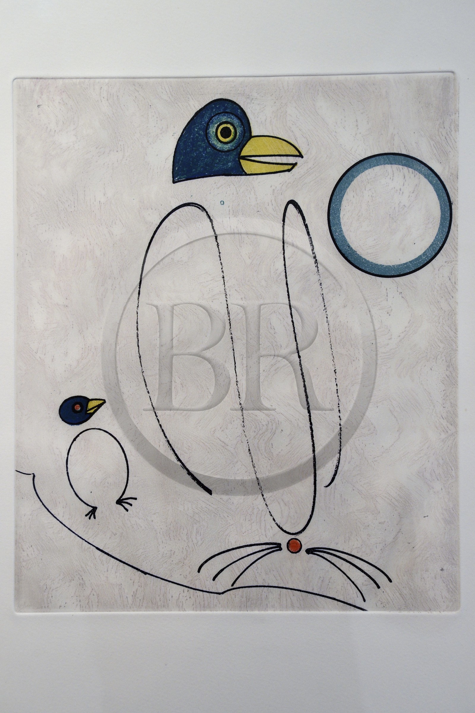 France, Var (83), Seillans, labellisé Les Plus Beaux Villages de France, la Maison Waldberg renferme les donations Max Ernst, Dorothea Tanning et Stan Appenzeller, Pour Dorothea Tanning, Oiseau en péril 2 gravure - tirage intermédiaire (1975) de Max Ernst