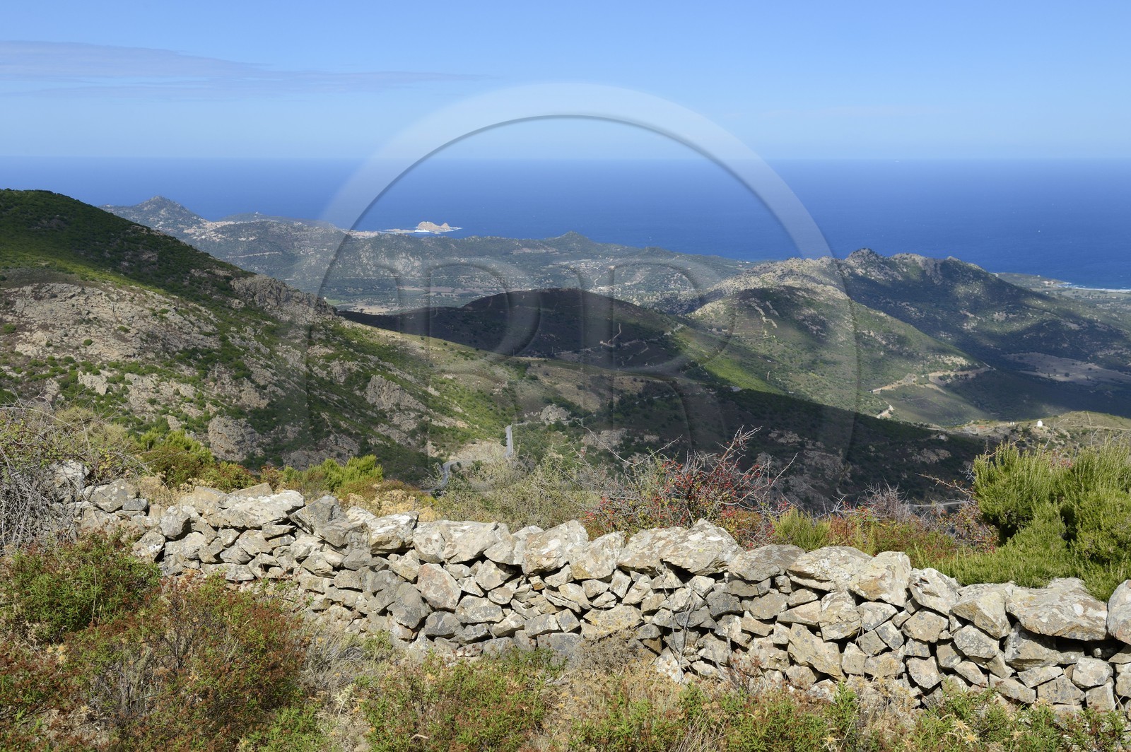 France, Haute-Corse (2B), la Balagne vue depuis les hauteurs de la région du Giussani