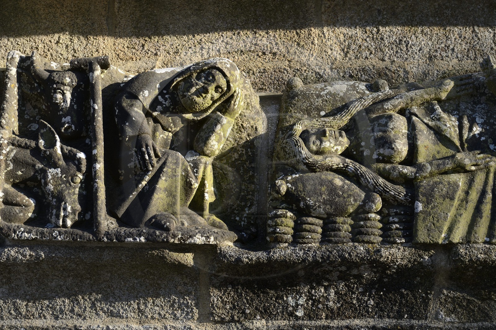 France, Finistère (29), , Saint-Jean-Trolimon, chapelle de Tronoën, détail du calvaire