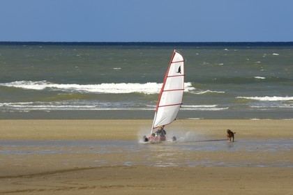 France, Calvados, Cote de Nacre, Ouistreham, Riva Bella, sand yachts on the beach