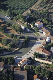 France, Aude, Canal du Midi listed as World Heritage by UNESCO (aerial view)