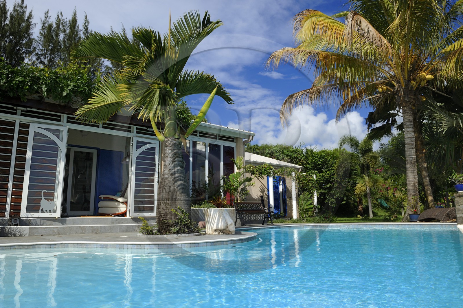 France, Ile de la Reunion, Petite Ile, villa tropicale avec piscine à débordement
