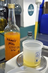 France, Reunion island (French overseas department), Saint Pierre, estate of the Isautier distillery, laboratory for analysis and design of new rum arrangements, here the Arhumatik passion