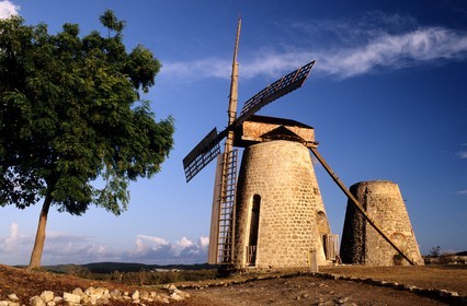 Caribbean sea, Antigua and Barbuda, Antigua island, windmills of Betty Hope, old cane sugar plantation