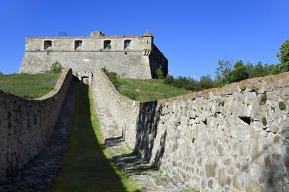 France, Alpes de Haute Provence, Parc National du Mercantour (Mercantour National Park) and Vallee du Haut Verdon, Colmars les Alpes fortified by Vauban in the late 17th century, the square redoubt of Fort de France built south of the village