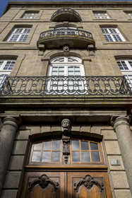 France, Ille et Vilaine, Cote d'Emeraude (Emerald Coast), Saint Malo, White or Hay private mansion on Place Guy La Chambre, formerly a privateer's house rebuilt around 1954 according to the plans of architects Raymond Cornon and Yves Hémar