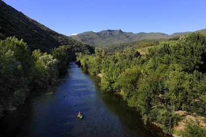 France, Herault, Orb river valley at Ceps, kayaking the river Orb