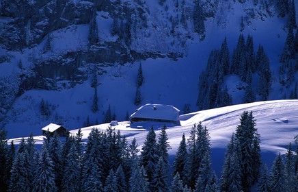 Switzerland, region of Bern (Bernese Oberland), Saanenland, Gstaad, a farm on the Eggli ski run