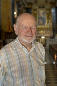 France, Alpes-Maritimes, Nice, listed as World Heritage by UNESCO, Old Nice, the historian Luc Thévenon at the Sainte Reparate Cathedral
