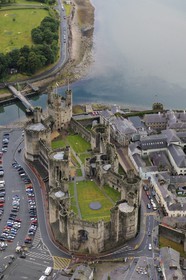 United Kingdom, England, Wales, Caernarfon, castle of the XIII century built by Edward I of England (aerial view)