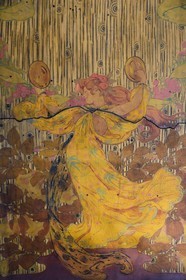 France, Meurthe-et-Moselle, Nancy, Ecole de Nancy Museum, the Art Nouveau dining room of Masson (1903-1906), ceiling by Victor Prouvé