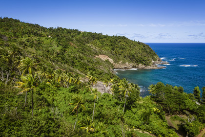 Caribbean, Dominica Island, Salybia, Kalinago Territory, Kalinago Barana Autê (the Caribbean village by the sea) (aerial view)