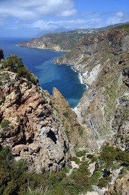 Italy, Sicily, Aeolian Islands, listed as World Heritage by UNESCO, Lipari Island, high cliffs of the southwest coast
