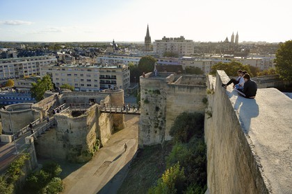 France, Calvados, Caen, the ducal castle of William the Conqueror, the ramparts overlooking the city and the barbican
