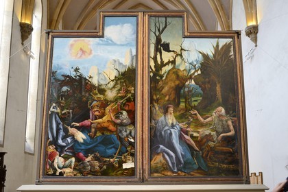 France, Haut Rhin, Colmar, Unterlinden Museum, Issenheim altarpiece credited to Grünewald, panels of the Temptation of St. Anthony and St. Anthony's visit to Saint Paul