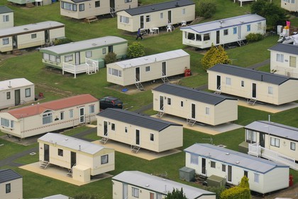 Royaume-Uni, Angleterre, Hampshire, Ile de Wight, Bembridge, maison mobile (mobile home) (vue aérienne)