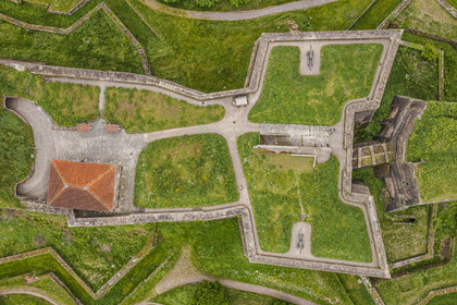 France, Moselle, Parc regional des Vosges du nord (Northern Vosges Regional Natural Park), Bitche, the citadel fortified by Vauban (aerial view)
