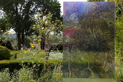 France, Val-d'Oise (95), parc naturel régional du Vexin français, Auvers-sur-Oise, reproduction de Van Gogh, jardin de la maison du docteur Gachet