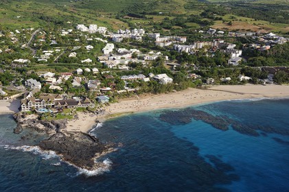 France, Reunion Island (French overseas department), Saint Paul, Boucan Canot beach, Boucan Canot luxury hotel (aerial view)