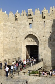 Israel, Jerusalem, holy city, the old town listed as World Heritage by UNESCO, Damascus Gate is the main entrance to the Old City