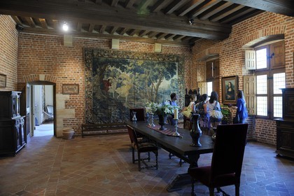 France, Indre-et-Loire (37), vallée de la Loire classée Patrimoine Mondial par l'UNESCO, Amboise, château du Clos Lucé (dernière demeure de Léonard de Vinci), la pièce de réception