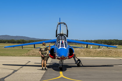 France, Bouches du Rhone, Salon de Provence, air base 701, base of the Patrouille de France (PAF for Patrouille acrobatique de France) of the French Air and Space Force, final preparations for the pilot and his mechanic before the flight on board the Alphajet aircraft