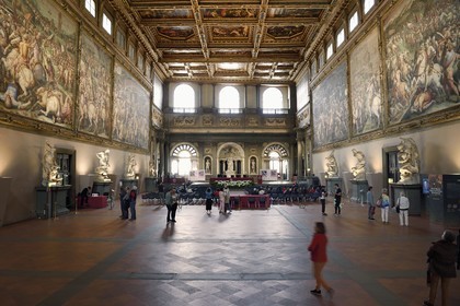 Italy, Tuscany, Florence, listed as World Heritage by UNESCO, the Palazzo Vecchio, Salone dei Cinquecento (Hall of the Five Hundred)