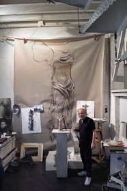 France, Ivry sur Seine, the artist Ernest Pignon-Ernest in his studio