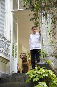 France, Alpes de Haute Provence, Ubaye valley, Barcelonnette, the Honorary Consul of Mexico and former town mayor Jean Chabre in the veranda of his Mexican Villa