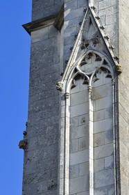 France, Pyrenees Atlantiques, Basque Country, Bayonne, St. Mary's Cathedral, portrait of the architect Boeswillwald on the lower left, he created the spires in the 19th century
