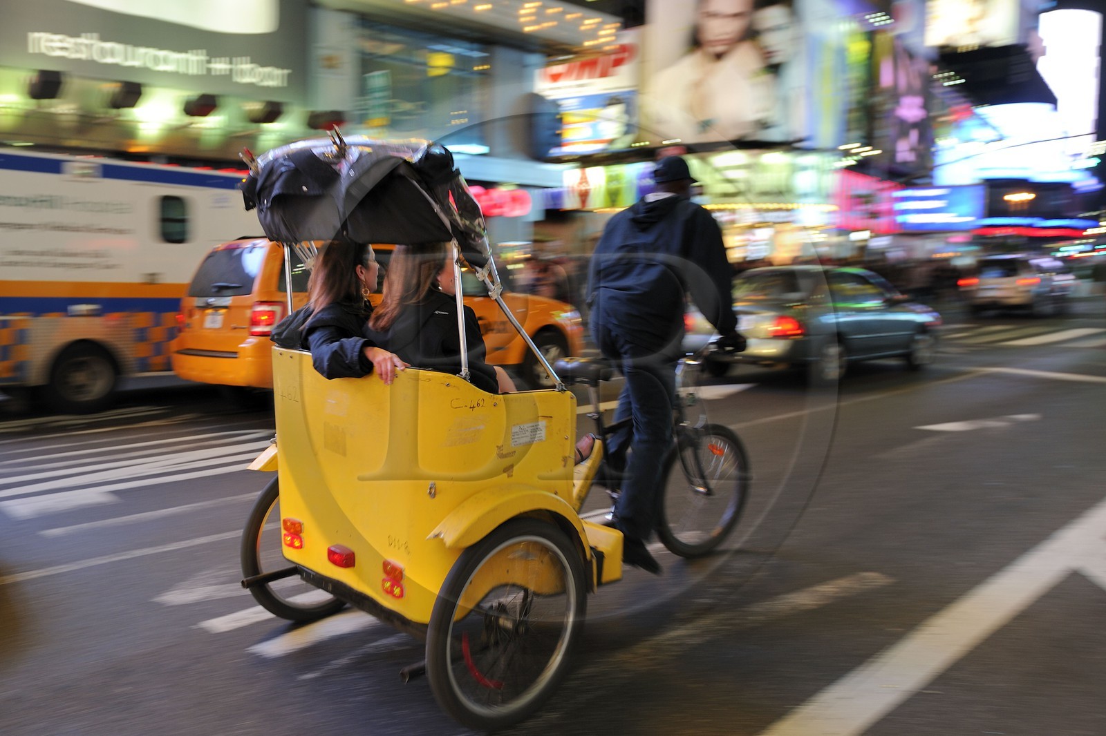 United States, New York, Manhattan, Theater district on Broadway Avenue, people Bicycle transporter.