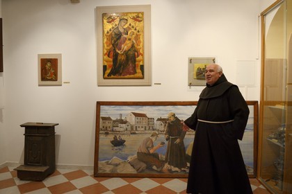 Croatia, Dalmatia, Dalmatian Coast, Franciscan Monastery on the island of Krapanj in front of Sibenik, a Franciscan monk from Greece introduced the sponge fishing in the region